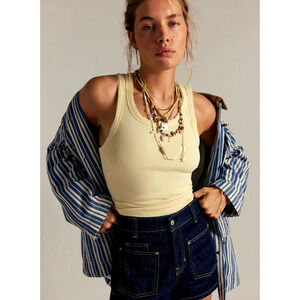 Free People Rowan Tank Butter Yellow size L
